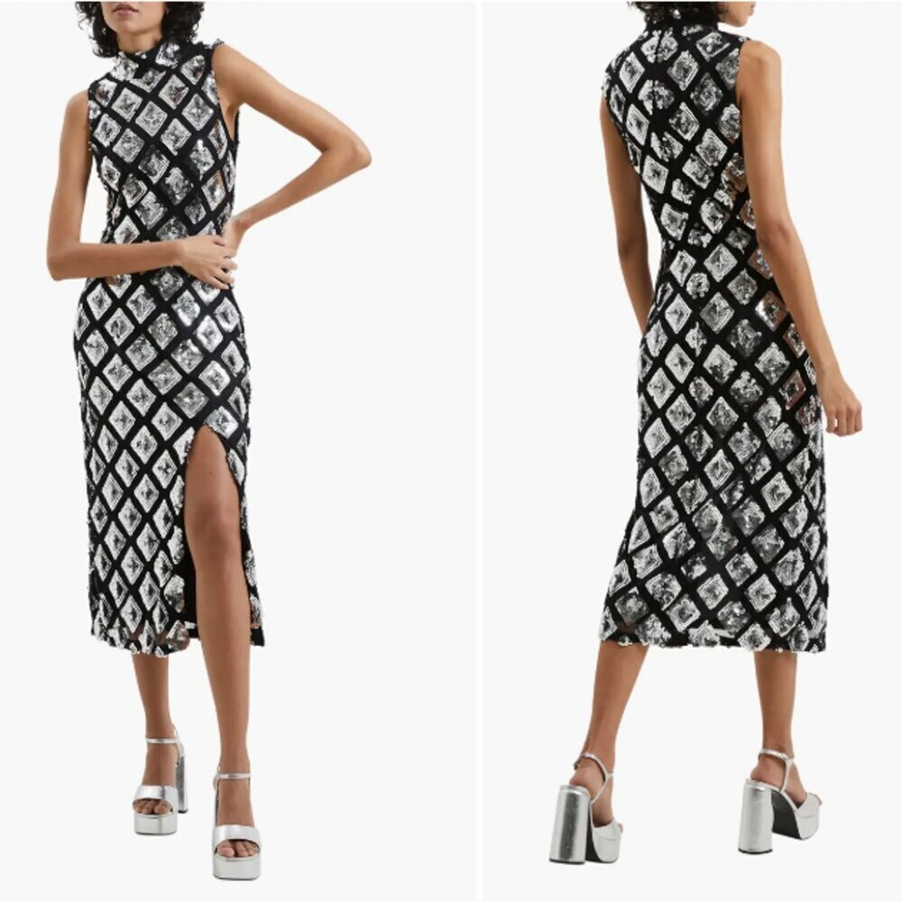 NWT New French Connection Axel Sequin Embellished Cocktail Dress Size 0